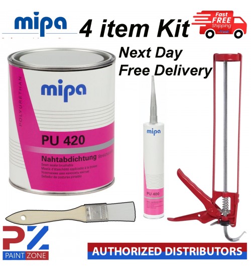 MIPA PU420 1KG SEAM SEALER + PU 400 Grey 310ML+ CAULK GUN WITH BRUSH 4 ITEM KIT